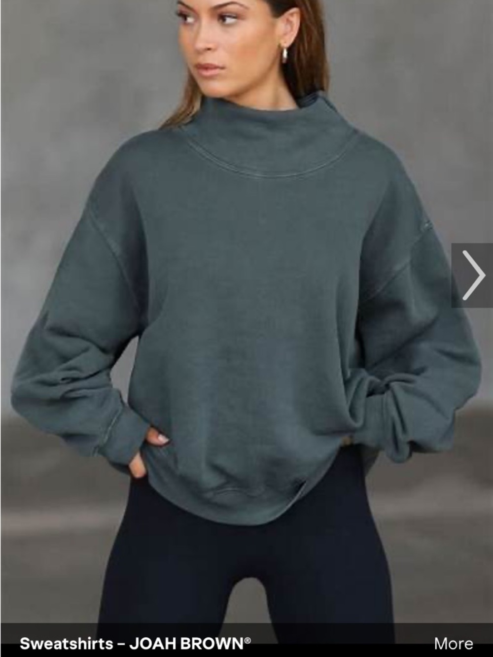 Joah Brown Slate-Green Mock Neck Sweatshirt